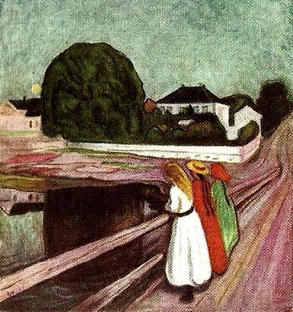 Edvard Munch flickor pa bron china oil painting image